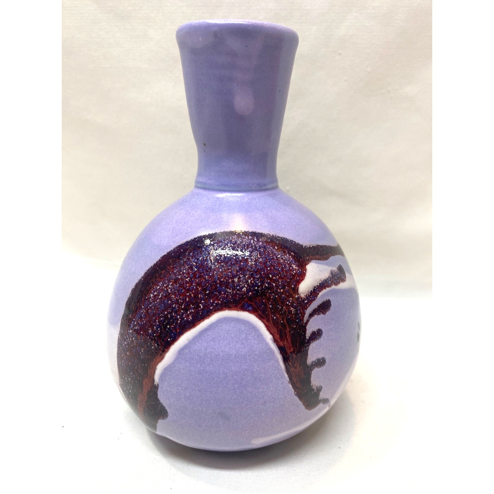 Signed Donavan Studio Pottery Vase 6.75” PURPLE Drip Glaze Vase MOD